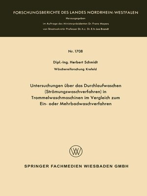cover image of Untersuchungen über das Durchlaufwaschen (Strömungswaschverfahren) in Trommelwaschmaschinen im Vergleich zum Ein- oder Mehrbadwaschverfahren